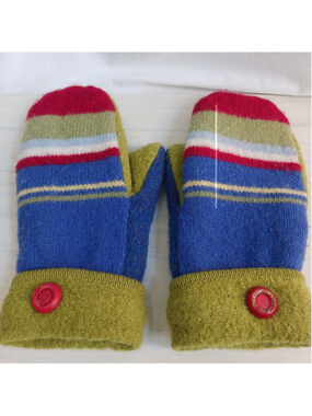 Boho Wool Mitten Choppers Lime Green Periwinkle